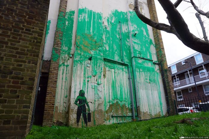 Banksijs, Londona, sienas apgleznojums, mākslas darbs, koks