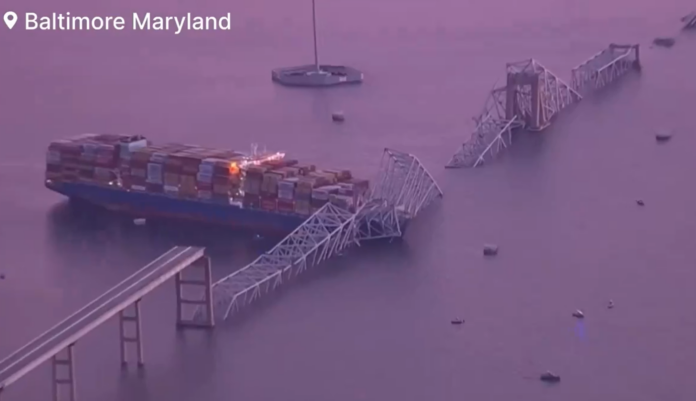 Baltimora, ASV, tilts, sadursme, konteinerkuģis, kuģis