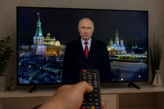 Vladimirs Putins televizora ekrānā